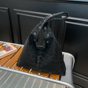 Large vintage leopard print tote bag with silver metal eyelets for women's daily commute