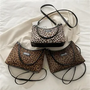 Damen Vintage Leopardenmuster Unterarmtasche PU Leder Leinwand Große Kapazität Umhängetasche Für Herbst Winter Täglich