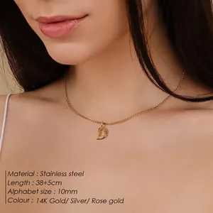 Minimalistische Edelstahl Alphabet Initial Anhänger Halskette Strahlende Textur Panzerkette Gold Silber Unisex Schmuck