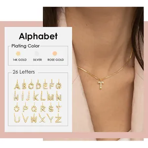 Elegant 14K gold plated pearl letter necklace with minimalist box chain for women