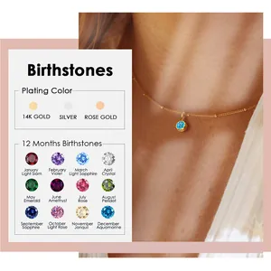 Collana Con Ciondolo Pietra Portafortuna In Acciaio Inossidabile Per Donna Catena Satellitare Placcata Oro 14K Gioielli Strass