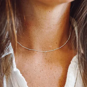 Collana Minimalista In Acciaio Inossidabile Con Catena A Sfere Per Donna Elegante Girocollo Argentato Gioielli Per Feste
