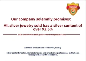 Detail showing S925 sterling silver material certification and quality standards text
