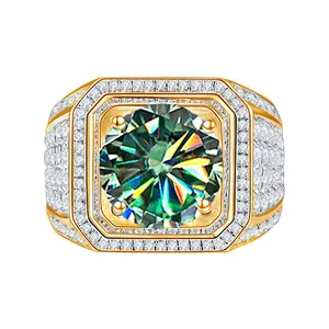 Men's 1ct Moissanite Ring in gold plated 925 silver with sparkling square halo setting
