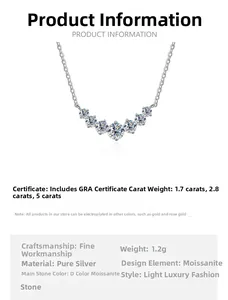 Detail der S925 Sterling Silber Moissanit Kette mit D-Farbe 2,8ct Steinspezifikation