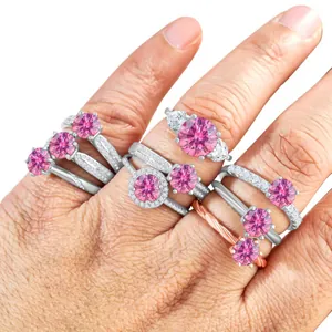 Roze Moissanite Ring 925 Sterling Zilver Dames GRA Gecertificeerd Slaagt Diamanttester Verloving Bruiloft Luxe Sieraden Cadeau Met GRA-Certificaat