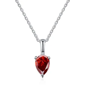 Elegante Collana con Ciondolo in Argento Sterling 925 Moissanite Taglio a Pera Forma a Goccia d'Acqua Colore D Gioielli Donna