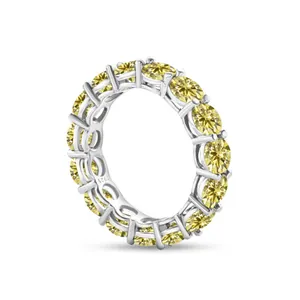 Eternity-Ring aus S925 Sterlingsilber mit rund geschliffenen gelben Moissanit-Steinen