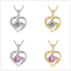 925 Sterling Silver Moissanite Heart Pendant Necklace For Women Elegant Intertwined Heart Box Chain Jewelry Gift For Her