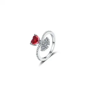 925 Sterlingsilber Herzform Zirkonia Ring Elegant Kleines Crowd Design Funkelnd Kristall Damen Hochzeit Party Dating Schmuck