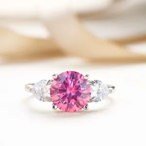 Luxury 925 Sterling Silver Three Stone Moissanite Ring Classic Round Oval Cut Engagement Wedding Ring For Women Jewelry Gift