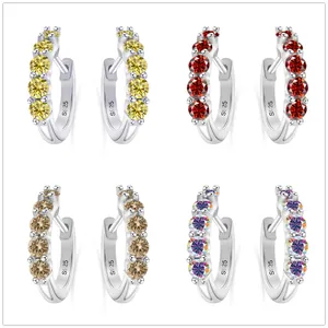 S925 Sterling Silver Moissanite Hoop Earrings For Women Luxury D Color Round Cut Sparkly Rhinestone Row Drop Earrings Jewelry Gift