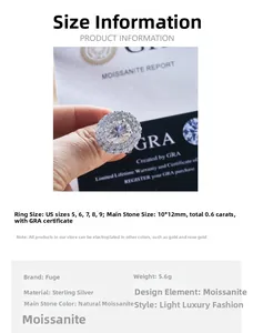 Vue macro d'une bague en moissanite 6 carats en argent S925 avec son certificat GRA