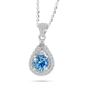 925 Sterling Silver Moissanite Necklace For Women Round Cut Pear Shaped Teardrop Pendant Halo Gemstone Clavicle Chain Jewelry Gift