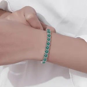 Elegantes s925 Silber Tennisarmband mit brillantem 3mm cyan Moissanit Steinen