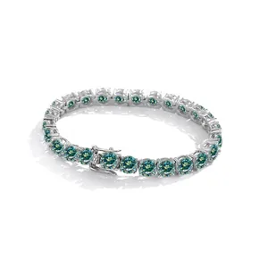 3mm blaues Moissanit Tennisarmband aus 925 Sterlingsilber mit klassischer Vierklauenfassung