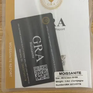 Rapport de certification GRA authentique pour moissanite champagne 1,0ct avec carte