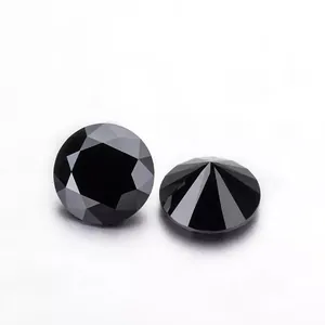 Zwarte Moissaniet Losse Edelsteen Ronde Briljante Slijpvorm Synthetische Koolstof Siliconen Edelstenen Voor Sieraden Maken DIY Materiaal