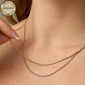 316L Stainless Steel Snake Chain Necklace For Women Waterproof Non Fading PVD Gold Silver Plated Minimalist Commute Jewelry Gift