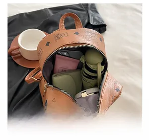 Interior view showing the large storage capacity of this bear print mini backpack