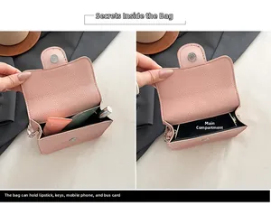 Innenansicht der rosa Mini-Umhängetasche mit Stauraum für Lippenstift und Schlüssel