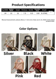 Detailed size guide and specifications for the quilted faux leather mini crossbody bag