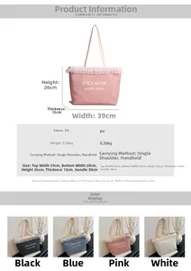 Spécifications de taille et options de couleur pour le sac fourre-tout chic en PU