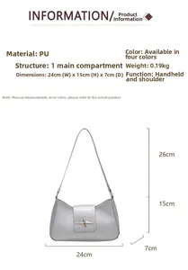 Paramètres de taille détaillés du sac à bandoulière argenté brillant avec boucle étoile