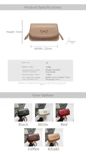 Detailed size specifications and color selection for this stylish women shoulder bag