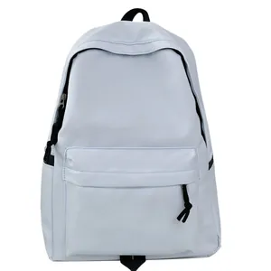 Minimalist light blue waterproof nylon backpack with spacious compartments for students