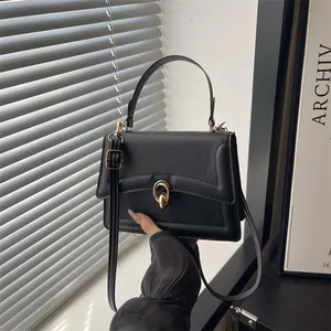 Damen Mode PU Leder Schultertasche Vintage Quadratische Handtasche Mit Metallschloss Elegante Lässige Umhängetasche Für Den Alltag