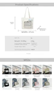 Detailed size specifications and color options for this versatile PU ita tote bag