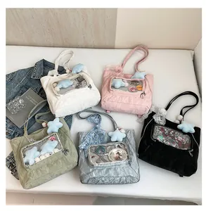 Top view of multiple large capacity ita bags with transparent PVC windows and star charms
