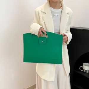 Sac fourre-tout minimaliste vert imperméable en similicuir pour ordinateur portable