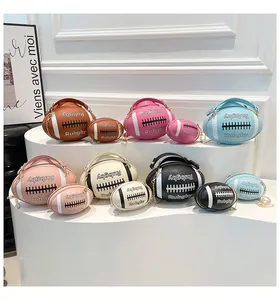 Macro detail of cylinder rugby-shaped crossbody bags in multiple colors with chain straps