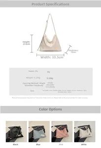 Detailed size guide and specifications for large capacity minimalist crossbody bag in PU leather
