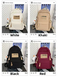 Detailed grid view of high-capacity backpacks in white, khaki, black and red colors