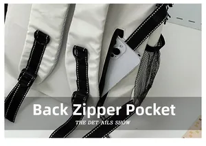 Detail der diebstahlsicheren Reißverschlusstasche am Nylonrucksack für das Smartphone