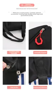 Macro view of water-resistant nylon bag showing durable stitching and red zipper detail