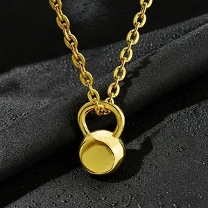 Alloy Kettlebell Pendant Necklace Gym Fitness Weightlifting Workout Jewelry Gold Silver Black For Women Men Sports Lover Gift