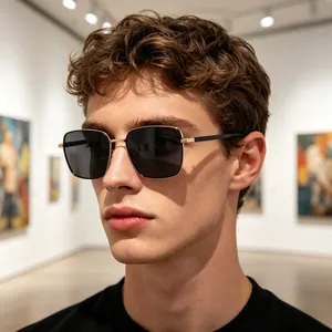 Men Square Polarized Sunglasses Metal Frame UV400 Protection Outdoor Driving Fashion Sunshade Eyewear Shades Sunglasses