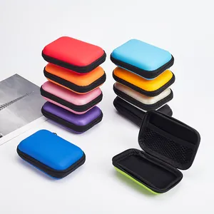 Portable EVA storage cases for earphones and cables in multiple vibrant colors with zipper