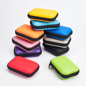Shockproof EVA storage cases for earphones and cables in 10 vibrant colorful options