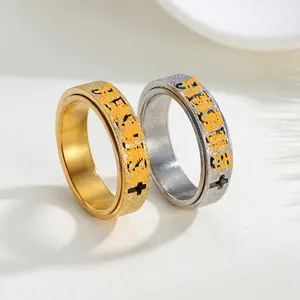 Premium 6mm rotatable titanium steel spinner rings in gold and silver finish for stress relief