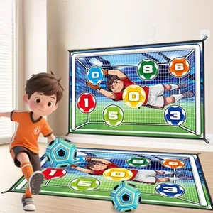 Kids indoor soccer dart game set with velcro target mat and sticky football toy