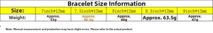 Size chart for 12mm stainless steel Cuban link bracelet with length and weight details
