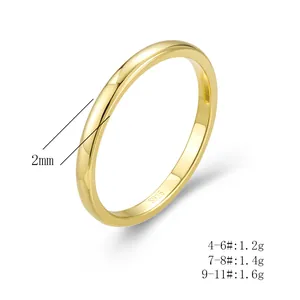 Dettaglio anello 2mm in argento S925 placcato oro con specifiche di taglia e peso