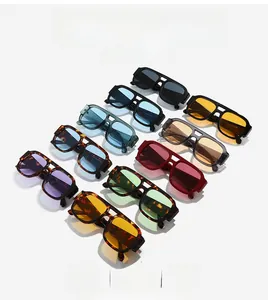 Collection of retro square sunglasses with colorful lenses and thick frames