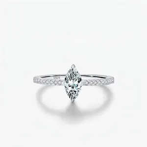 Marquise Cut Moissanite Ring D Color VVS1 Clarity 925 Sterling Silver Pave Band Ring With GRA Certificate For Women Jewelry