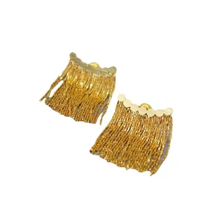 Boucles d'oreilles élégantes à pampilles dorées avec clous à disques ronds pour femmes
